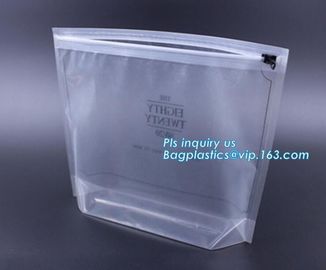 packaging bag stand up flat bottom pouch with slider zip, metal slider pe packing bag, metal zip sider packaging bag supplier