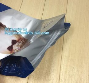 pet dog food packaging bag with resealable zipper or slider,quad flat bottom, good barrier, Trade assurance dog food blo supplier