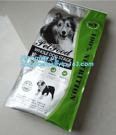 pet dog food packaging bag with resealable zipper or slider,quad flat bottom, good barrier, Trade assurance dog food blo supplier