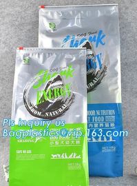 custom logo 5~20kg box bottom plastic pouch aluminum foil flat bottom slider zipper bag for dog food cat food, slider zi supplier