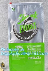 custom logo 5~20kg box bottom plastic pouch aluminum foil flat bottom slider zipper bag for dog food cat food, slider zi supplier