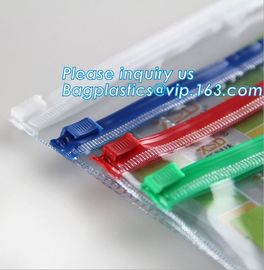 Reclosable PE PVC plastic slider zipper storage bags, multi color plastic slider zipper clear pvc pencil bag, pvc zipper supplier