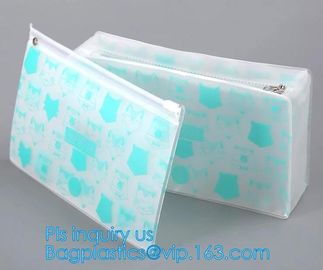 Zip lock frosted plastic slider PVC zipper packing bag for underwear / clothing / cosmetic, slider bag makeup zipper bag supplier