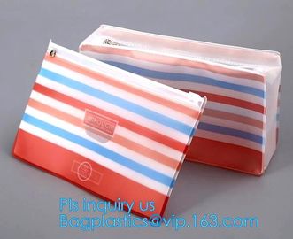 Zip lock frosted plastic slider PVC zipper packing bag for underwear / clothing / cosmetic, slider bag makeup zipper bag supplier