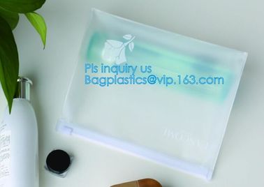 Eco-friendly Red Clear Slider Zipper PVC Cosmetic Make Up Bikini Bag, pvc zipper lock slider bag supplier