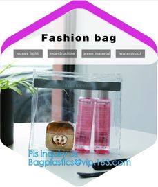 Eco-friendly Red Clear Slider Zipper PVC Cosmetic Make Up Bikini Bag, pvc zipper lock slider bag supplier