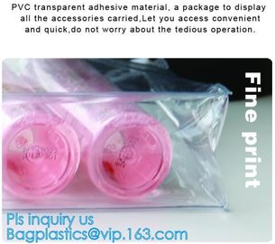 Eco-friendly Red Clear Slider Zipper PVC Cosmetic Make Up Bikini Bag, pvc zipper lock slider bag supplier