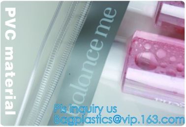 Eco-friendly Red Clear Slider Zipper PVC Cosmetic Make Up Bikini Bag, pvc zipper lock slider bag supplier