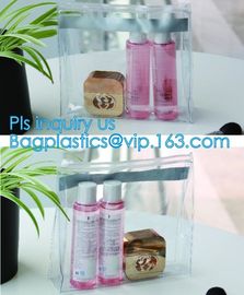 Eco-friendly Red Clear Slider Zipper PVC Cosmetic Make Up Bikini Bag, pvc zipper lock slider bag supplier