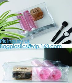 Eco-friendly Red Clear Slider Zipper PVC Cosmetic Make Up Bikini Bag, pvc zipper lock slider bag supplier