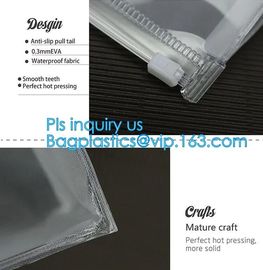 plastic A4 file bag document bag, children traveling EVA bag, resealable slider clothes packing, slider zip lock with ho supplier