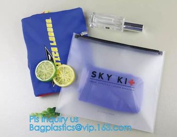 Eco-friendly Clear Travel EVA Cosmetic Bag with Slider Zipper Closure, matte slider printing customized frosted pvc bag supplier