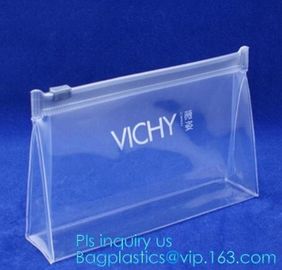 MultiColor Plastic Slider Zipper Bags, logo printing pvc small zip transparent bag, Standup Cosmetic PVC Bag With Slider supplier