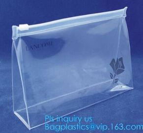 MultiColor Plastic Slider Zipper Bags, logo printing pvc small zip transparent bag, Standup Cosmetic PVC Bag With Slider supplier