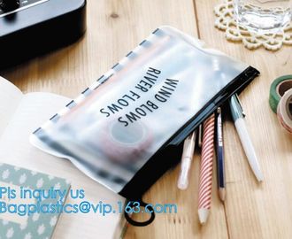 school pencil bag/printing stationery bag/zipper slider plastic pencil bag, gold Supplier custom slider pvc pouch with z supplier