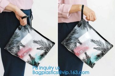 swimwear packaging bags, slider zipper pvc pouch glitter clear plastic vinly k bag, biodegradable pvc plastic slid supplier