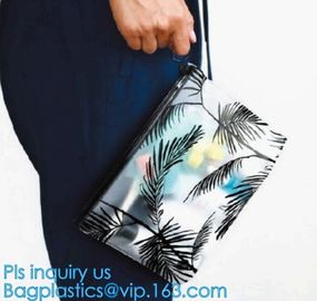 swimwear packaging bags, slider zipper pvc pouch glitter clear plastic vinly k bag, biodegradable pvc plastic slid supplier