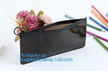 slider zip lock black zip lock bag, nylon zipper pouch travel toiletry makeup PVC cosmetic bag, zipper and slider OEM or supplier