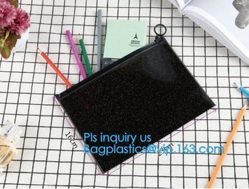 slider zip lock black zip lock bag, nylon zipper pouch travel toiletry makeup PVC cosmetic bag, zipper and slider OEM or supplier