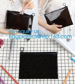 slider zip lock black zip lock bag, nylon zipper pouch travel toiletry makeup PVC cosmetic bag, zipper and slider OEM or supplier