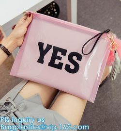 Disposable Waterproof Transparent Toiletry Clear Pvc Cosmetic Zipper Slider Bag, No-toxic clear transparent pvc slider c supplier