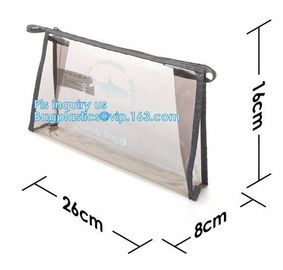 grip slider bags, Stand Up Cosmetic Pouch with Slider Zipper Closure, PVC HEAT SEALED BAG WITH SLIDER ZIPPER supplier