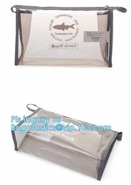 grip slider bags, Stand Up Cosmetic Pouch with Slider Zipper Closure, PVC HEAT SEALED BAG WITH SLIDER ZIPPER supplier