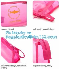 grip slider bags, Stand Up Cosmetic Pouch with Slider Zipper Closure, PVC HEAT SEALED BAG WITH SLIDER ZIPPER supplier