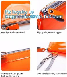 grip slider bags, Stand Up Cosmetic Pouch with Slider Zipper Closure, PVC HEAT SEALED BAG WITH SLIDER ZIPPER supplier