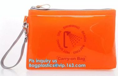 grip slider bags, Stand Up Cosmetic Pouch with Slider Zipper Closure, PVC HEAT SEALED BAG WITH SLIDER ZIPPER supplier