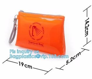 grip slider bags, Stand Up Cosmetic Pouch with Slider Zipper Closure, PVC HEAT SEALED BAG WITH SLIDER ZIPPER supplier