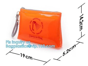 grip slider bags, Stand Up Cosmetic Pouch with Slider Zipper Closure, PVC HEAT SEALED BAG WITH SLIDER ZIPPER supplier