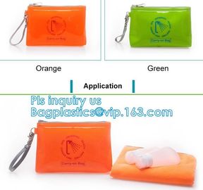 grip slider bags, Stand Up Cosmetic Pouch with Slider Zipper Closure, PVC HEAT SEALED BAG WITH SLIDER ZIPPER supplier