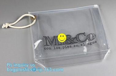 cosmetic clear messenger bag bikini bag, slider closure transparent PVC packing bag, slider zipper bag for travel access supplier