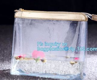 cosmetic clear messenger bag bikini bag, slider closure transparent PVC packing bag, slider zipper bag for travel access supplier