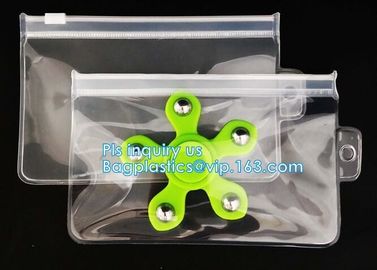 zipper slider travel cosmetic bag, commodity package bag, Promotional Transparent Cosmetic PVC Bag Slider Zip Bags Clear supplier