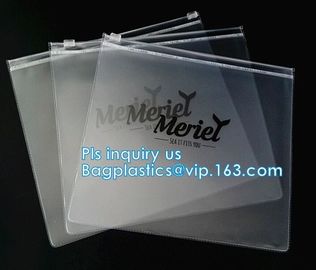 Zipper Pouch Plastic Cosmetic Bag Pouch Vinyl Slider Zipper Bag, Zipper slider clear shopping plastic packaging bags supplier