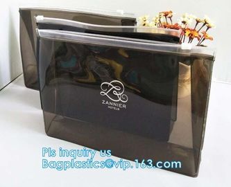 zipper slider travel cosmetic bag, commodity package bag, Promotional Transparent Cosmetic PVC Bag Slider Zip Bags Clear supplier