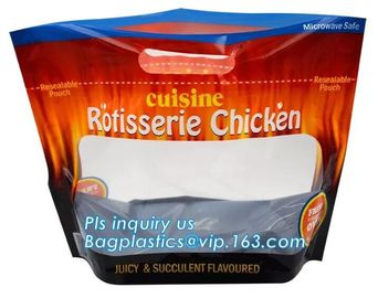 Hot Deli bag Chicken stand up pouch bag, matt transparent frozen chicken BOPP/CPP packaging bag, Hot Chicken bag supplier