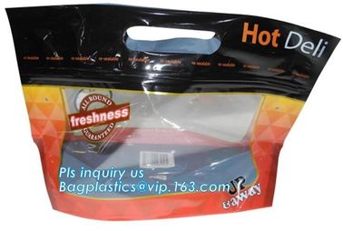 Hot Deli bag Chicken stand up pouch bag, matt transparent frozen chicken BOPP/CPP packaging bag, Hot Chicken bag supplier