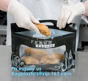 Hot Deli bag Chicken stand up pouch bag, matt transparent frozen chicken BOPP/CPP packaging bag, Hot Chicken bag supplier