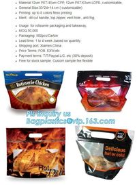 Anti Fog Function Plastic Zipper Roasted Chicken Packaging Bag, slide zipper hot chicken bags/ roasted chicken plastic p supplier