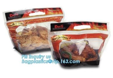 High temperature hot roast chicken bag grilled chicken stand up bag with handle, food grade plastic bag with zipper supplier