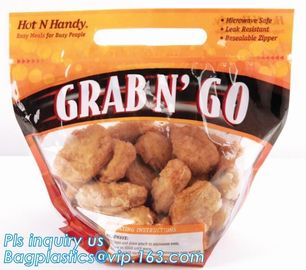 chicken plastic bags for hot roast chicken packaging,with handle and zipper,anti-fogging, Turkey chicken roasted plastic supplier