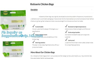 Food Grade Anti Fog Material Resealabele Plastic Hot Chicken Bag, Fresh Chicken Packing Bag, roast chicken Boiled chicke supplier