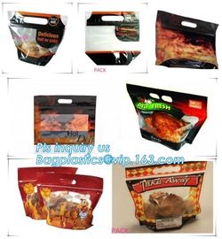 Fresh Chicken Packing Bag, standing up hot roast chicken bag with handle, chicken bag carry out fried chicken bag supplier