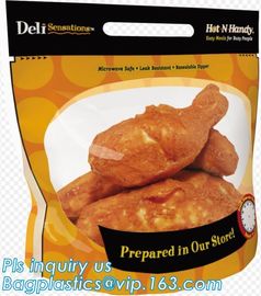 Fresh Chicken Packing Bag, standing up hot roast chicken bag with handle, chicken bag carry out fried chicken bag supplier