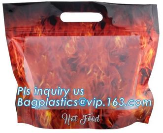 Anti Fog Material Resealabele Plastic Hot Chicken Bag, slide zipper pet microwave oven roasting bag, OEM logo plastic PE supplier