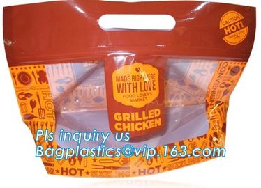 Laminated Hot Roast Chicken Bag, Rotisserie Chicken Bags, Microwave Grilled Chicken bag grease proof bags, generic zip supplier