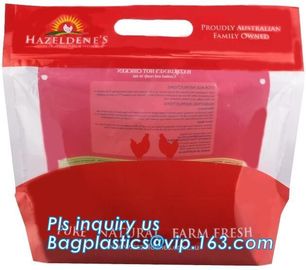 Stand Up Roasted Chicken Packaging Bags With Zip Top hot roast, rotisserie chicken bag, microwaveable bag, slide plastic supplier